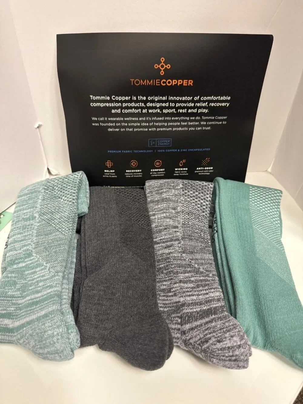 Tommie Copper NanoGlide Over the Calf Compression Socks 4 Pack Medium Jade